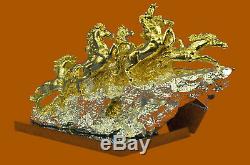 Eight Horses Stallion 24K Gold Silver Plated Bronze Sculpture Figurine Figure