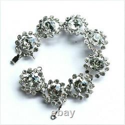 Eisenberg Original Sterling Silver Large Clear Rhinestone Statement Bracelet