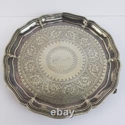Elkington & Co Silver Plated Footed Salver Tray Engraved 2212 Antique 26cm
