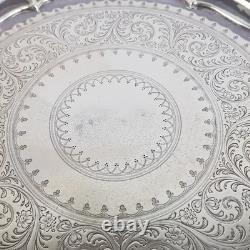Elkington & Co Silver Plated Footed Salver Tray Engraved 2212 Antique 26cm