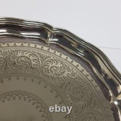 Elkington & Co Silver Plated Footed Salver Tray Engraved 2212 Antique 26cm
