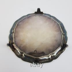 Elkington & Co Silver Plated Footed Salver Tray Engraved 2212 Antique 26cm