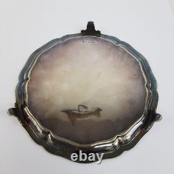 Elkington & Co Silver Plated Footed Salver Tray Engraved 2212 Antique 26cm