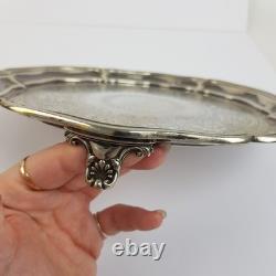 Elkington & Co Silver Plated Footed Salver Tray Engraved 2212 Antique 26cm