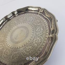 Elkington & Co Silver Plated Footed Salver Tray Engraved 2212 Antique 26cm
