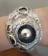 Erik dennung Silver Overlay Pewter Modernist Unusual Cuff Bracelet Size Average