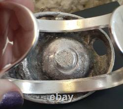 Erik dennung Silver Overlay Pewter Modernist Unusual Cuff Bracelet Size Average