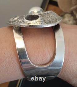 Erik dennung Silver Overlay Pewter Modernist Unusual Cuff Bracelet Size Average