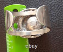 Erik dennung Silver Overlay Pewter Modernist Unusual Cuff Bracelet Size Average