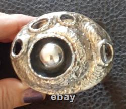 Erik dennung Silver Overlay Pewter Modernist Unusual Cuff Bracelet Size Average