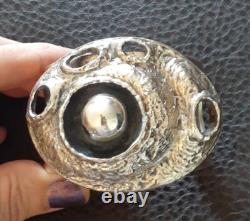 Erik dennung Silver Overlay Pewter Modernist Unusual Cuff Bracelet Size Average