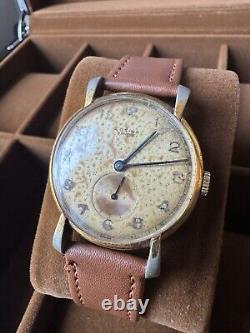 Excellent WW2 Era Lusina Geneve Suisse Made Vintage Gents Watch With Patina