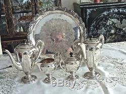 Exquisite Art Deco Triple Plated Tea Coffee Set & Tray Sir Bennett England C 193