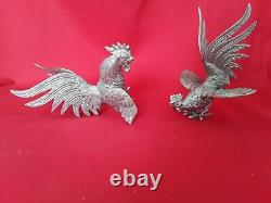 FANTASTIC ORIGINAL ENGLISH ANTIQUE Silver Plated Fighting Cock Cockerel Rooster