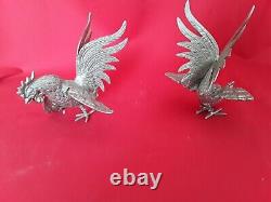 FANTASTIC ORIGINAL ENGLISH ANTIQUE Silver Plated Fighting Cock Cockerel Rooster