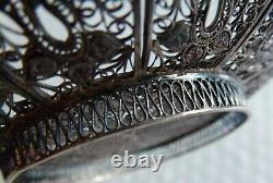 FILIGREE METAL SCALLOPED 6 TRAY ROUND PLATE ANTIQUE VTG FANCY DETAILED neocurio