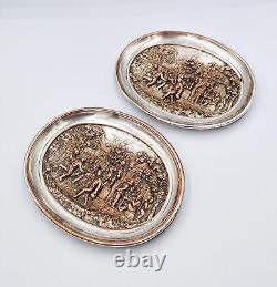 FINE ELKINGTON & CO ELECTROTYPE PICTORAL TRINKET DISHES c1875