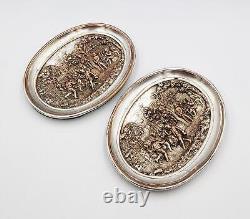 FINE ELKINGTON & CO ELECTROTYPE PICTORAL TRINKET DISHES c1875