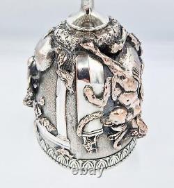 FINE VICTORIAN BACCHANALIAN SILVER PLATED ELECTROTYPE GOBLET c1880 CHERUB & FAUN