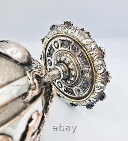 FINE VICTORIAN BACCHANALIAN SILVER PLATED ELECTROTYPE GOBLET c1880 CHERUB & FAUN