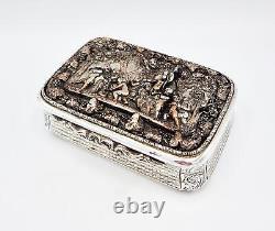 FINE VICTORIAN HUGE SILVER PLATED ELECTROTYPE TABLE SNUFF BOX c1850