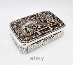 FINE VICTORIAN HUGE SILVER PLATED ELECTROTYPE TABLE SNUFF BOX c1850