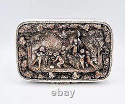 FINE VICTORIAN HUGE SILVER PLATED ELECTROTYPE TABLE SNUFF BOX c1850