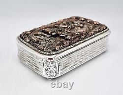 FINE VICTORIAN HUGE SILVER PLATED ELECTROTYPE TABLE SNUFF BOX c1850