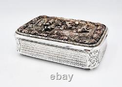 FINE VICTORIAN HUGE SILVER PLATED ELECTROTYPE TABLE SNUFF BOX c1850