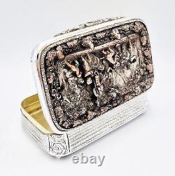 FINE VICTORIAN HUGE SILVER PLATED ELECTROTYPE TABLE SNUFF BOX c1850