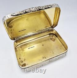 FINE VICTORIAN HUGE SILVER PLATED ELECTROTYPE TABLE SNUFF BOX c1850