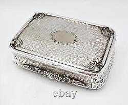 FINE VICTORIAN HUGE SILVER PLATED ELECTROTYPE TABLE SNUFF BOX c1850
