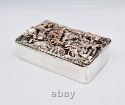 FINE VICTORIAN SILVER PLATED ELECTROTYPE TOPPED SNUFF BOX c1870