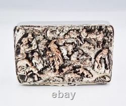 FINE VICTORIAN SILVER PLATED ELECTROTYPE TOPPED SNUFF BOX c1870