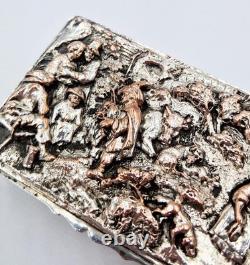 FINE VICTORIAN SILVER PLATED ELECTROTYPE TOPPED SNUFF BOX c1870