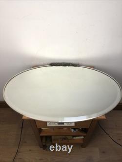 Fabulous 1920's Art Deco Nickel Plated Brass Framed Crested Bevelled Mirror