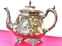 Fabulous Antique Hand Crafted Silver Plated Epns Tea Set Sheffield England