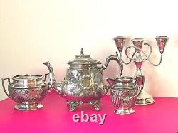 Fabulous Antique Hand Crafted Silver Plated Epns Tea Set Sheffield England