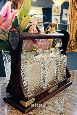 Fabulous Original Silver Plated 3 Decanter Tantalus with 2 keys (c. 1930's)