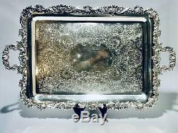 Fabulous Rare Original Antique Rectangular Silver Plated Tray By Sheffield