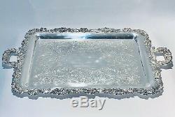Fabulous Rare Original Antique Rectangular Silver Plated Tray By Sheffield