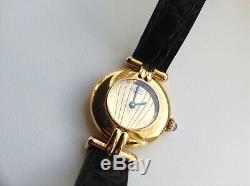 Fantastic Vintage Le Must De Cartier Vermeil Watch Original Bag, Box & Paperwork