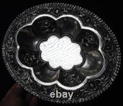 Fine Antique Asian Islamic Indian Silver Plate Tazza Dish Tray Bowl India 650 gr