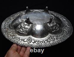Fine Antique Asian Islamic Indian Silver Plate Tazza Dish Tray Bowl India 650 gr