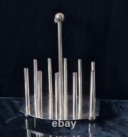 Fine Dr Christopher Dresser Design Silver Plated Toast Rack Oval Base 20th C