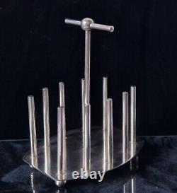 Fine Dr Christopher Dresser Design Silver Plated Toast Rack Oval Base 20th C