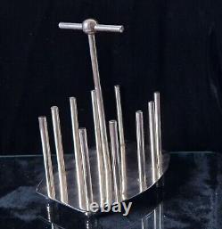 Fine Dr Christopher Dresser Design Silver Plated Toast Rack Oval Base 20th C