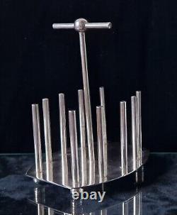 Fine Dr Christopher Dresser Design Silver Plated Toast Rack Oval Base 20th C