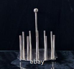 Fine Dr Christopher Dresser Design Silver Plated Toast Rack Oval Base 20th C