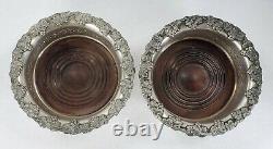 Fine Pair Antique Silverplate Fancy Wine Holder Coasters WEBSTER & SON NYC